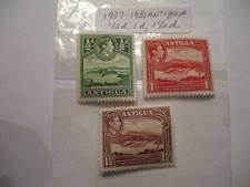 Trois timbres-poste Antigua 1937-1951 - coupure 1/2d, 1d, 1 1/2d