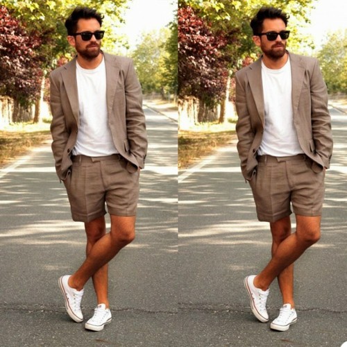 Tuxedo Suit Blazer Shorts Set 