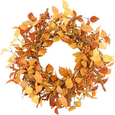 18" Fall Wreaths for Front Door, Artificial Autumn Wreath, Fall Door Wreath with