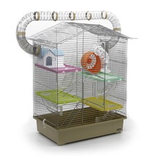 ZooPaul Hamsterk&auml;fig Nagerk&auml;fig XXL Zubeh&ouml;r bunt Chrome Beige Maus Schlafhaus