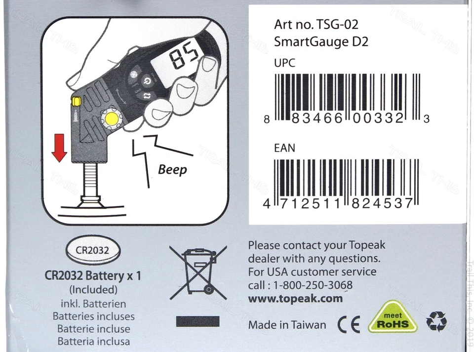 Topeak SmartGauge D2 Presta/Schrader 250psi Bike Digital Tire Air Pressure Gauge - Image 3 of 3