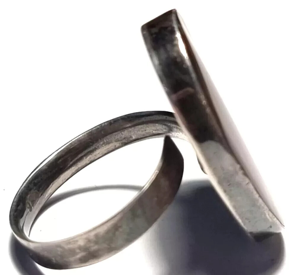 B0302 - Solid Large 925 Silver Ring with Mother o… - image 4