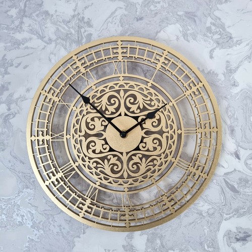 Silver Gold Oak Wooden Wall Clock Silent NonTicking Roman Numerals Ornament Gift - Picture 6 of 21