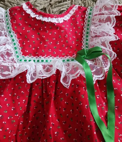 Beautiful Vintage Bryan & Co 18 Mo Baby Girls Christmas Dress W/ Lace & Ribbon - Picture 3 of 4