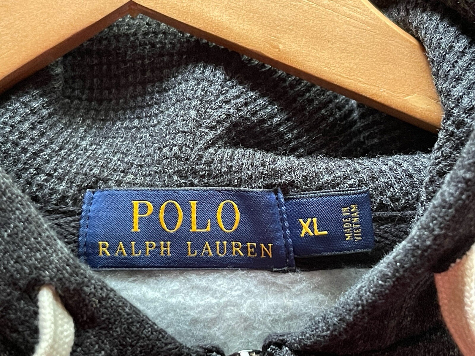 Polo Ralph Lauren Uomo XL Grigio Full Zip Felpa con Cappuccio Giacca Rosso Pony Logo