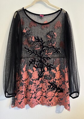 Save the Queen Tulle Appliqué top boho style size XL Cruise wear