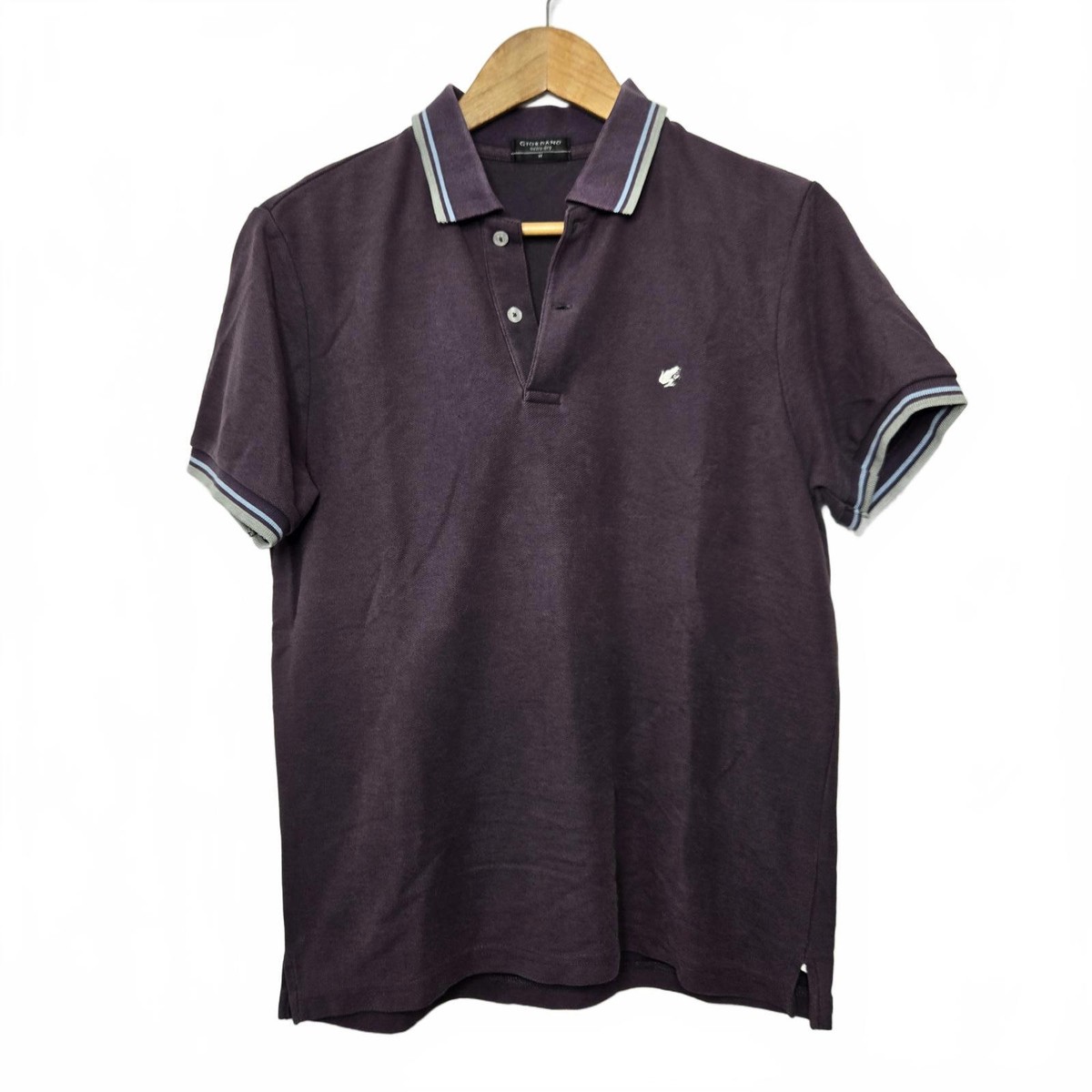 Vintage Giordano Polo Mens Medium Purple Short Sleeve Frog Logo Casual Retro