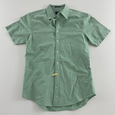 GANT The Fitted Oxford Short Sleeve Button Front Shirt Mens M 39/40 15 3/4 Green