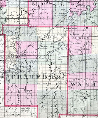 1873 Campbell Missouri County Map Crawford Gasconade Franklin Washington Potosi - Picture 3 of 3