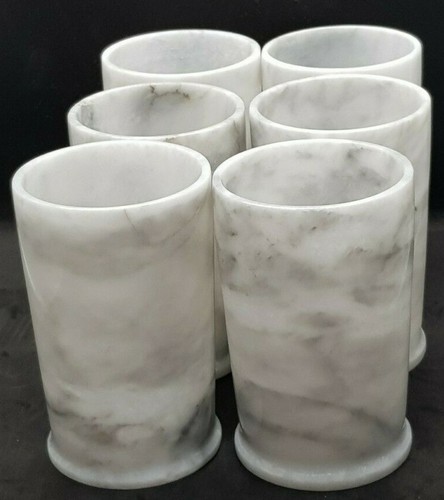 Handmade Natural Grey Marble Wine Glasses-Set of 6, 3" x 3" x 5", Cap: 300 mL - Picture 12 of 12