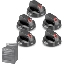 DG64-00473B for Samsung Stove Knob Replacement, Black Stainless Steel (5Pcs)
