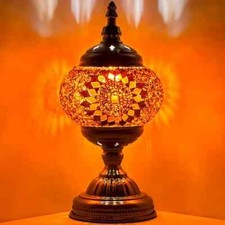 Handmade Stained Glass Mosaic Table Lamp Light Turkish Moroccan W/Bulb Included 