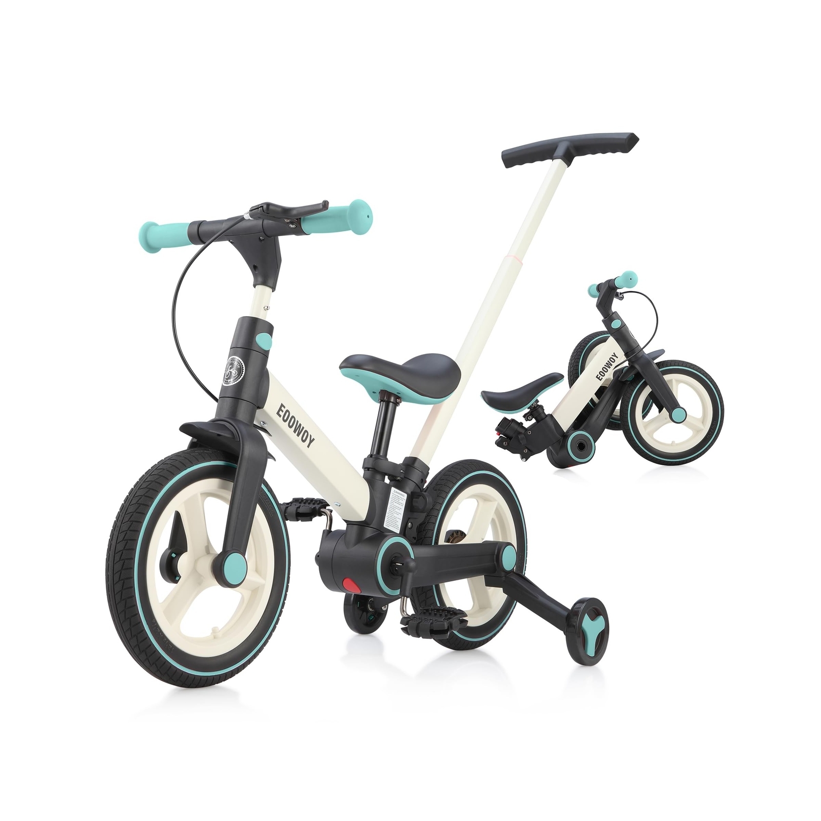 Balance Bike with Push Handle for Kids 1-3 Years, 6 in 1 Foldable Push Bike w...