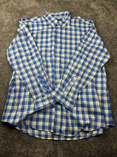 Club Room Shirt Mens 2XL Square Plaid Button Down Casual Long Sleeve Blue