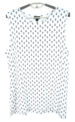 #ad J JILL Women#x27;s Stretch Rayon Tank Top High Low Hem Geometric Black White XL $20.79