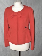 Paule Ka Wool And Angora Russet Red Bow Front Jacket Size 38 10 Loop & Peplum