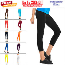 Capri Leggings Yoga Pants Cropped Seamless Women Solid Capris Stretchy Women