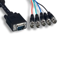 Kentek 10ft VGA HD-15 to 5-BNC Video Cable 28AWG High Resolution EMI RFI Filter