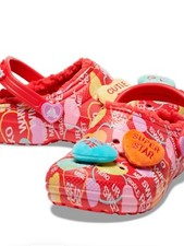 Crocs x Sweethearts Valentine Fur Lined Plush Red Size J5 New