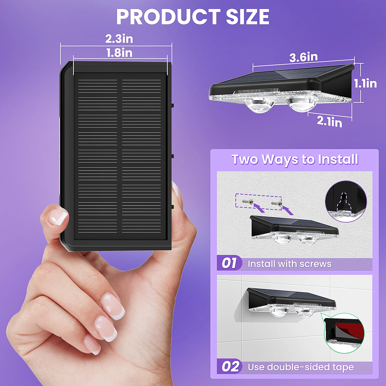 2/4X Super Bright Solar Powered Door Fence Wall Lights LED Outdoor Garden Lamp - Picture 2 of 9