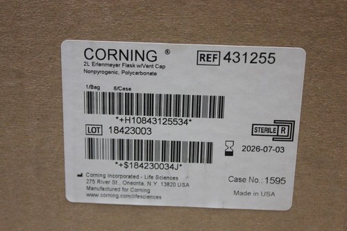 CORNING 2L ERLENMEYER FLASK W/ VENT CAP 431255 6 PCS - Picture 2 of 4