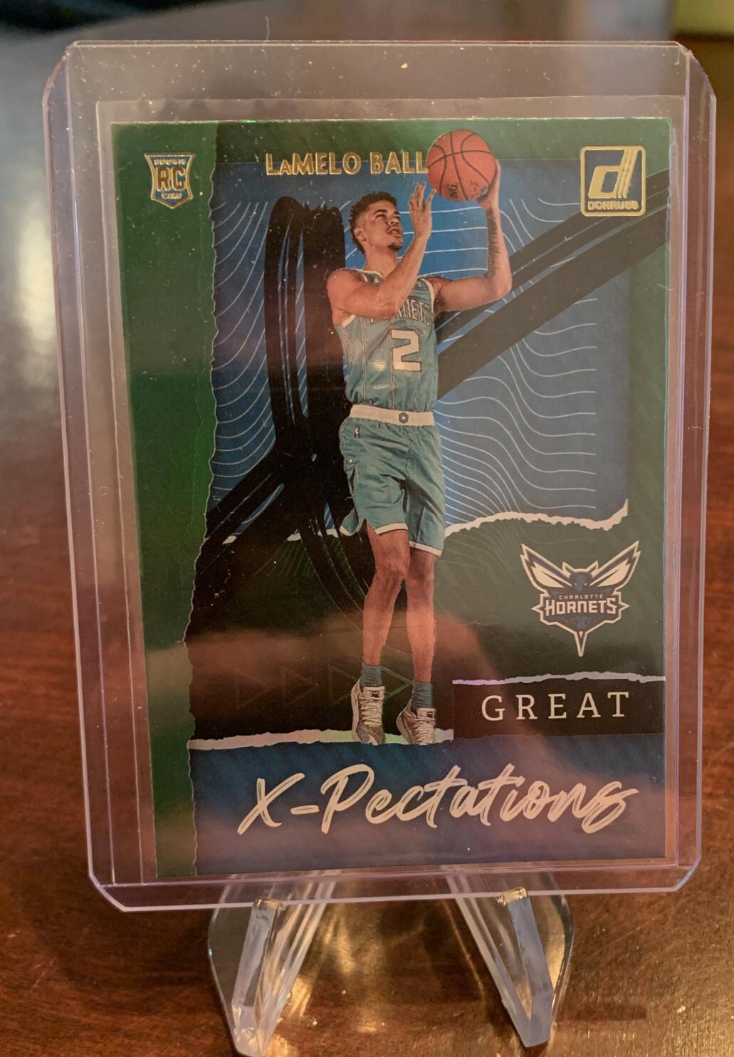 LaMelo Ball 2020-21 Donruss Great X-Pectations Green Flood Holo rookie RC