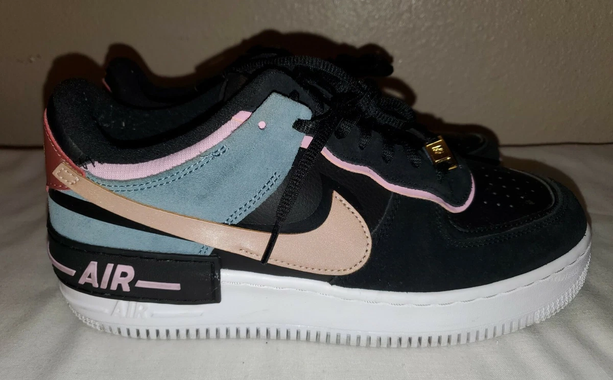 Womens nike air force 1 black and clearance pink