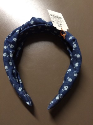 Cat & Jack Girls 3+ Headband Lot Of 10 New Denim Colored Band W/Flower Print