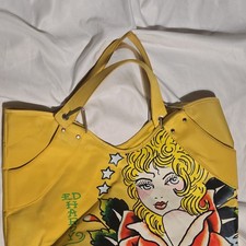 Ed Hardy Yellow Graphic Print Tote Bag for Wo...