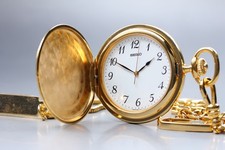 Vintage 1991 N MINT SEIKO 8N41-0010 Qz Pocket Watch White Dial New Battery