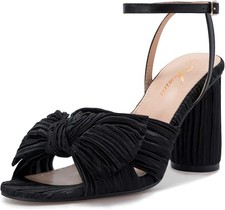 Women's Heeled Sandals Low Chunky Heels Open Toe Bow Knot Dress Wedding Shoes