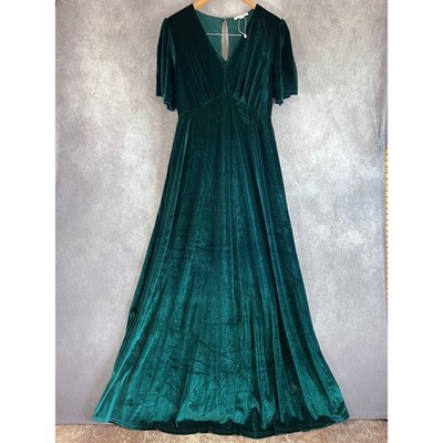 green emerald velvet dress Leslie Velvet Maxi Dress, Sage + Silver