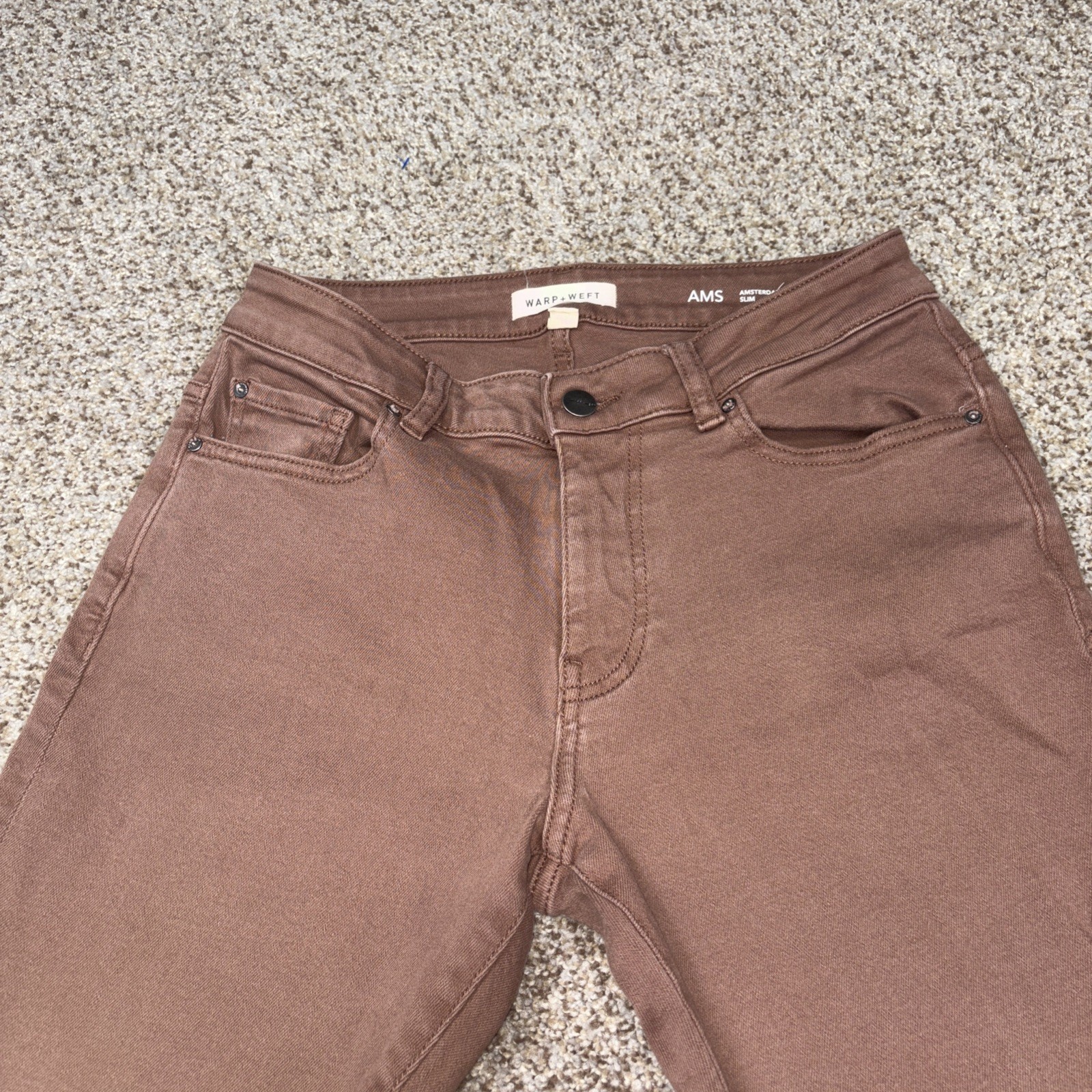 Warp Weft Jeans Mens 30x30 Amsterdam Slim Stretch Pants Fits 28x29 Brown - View 2