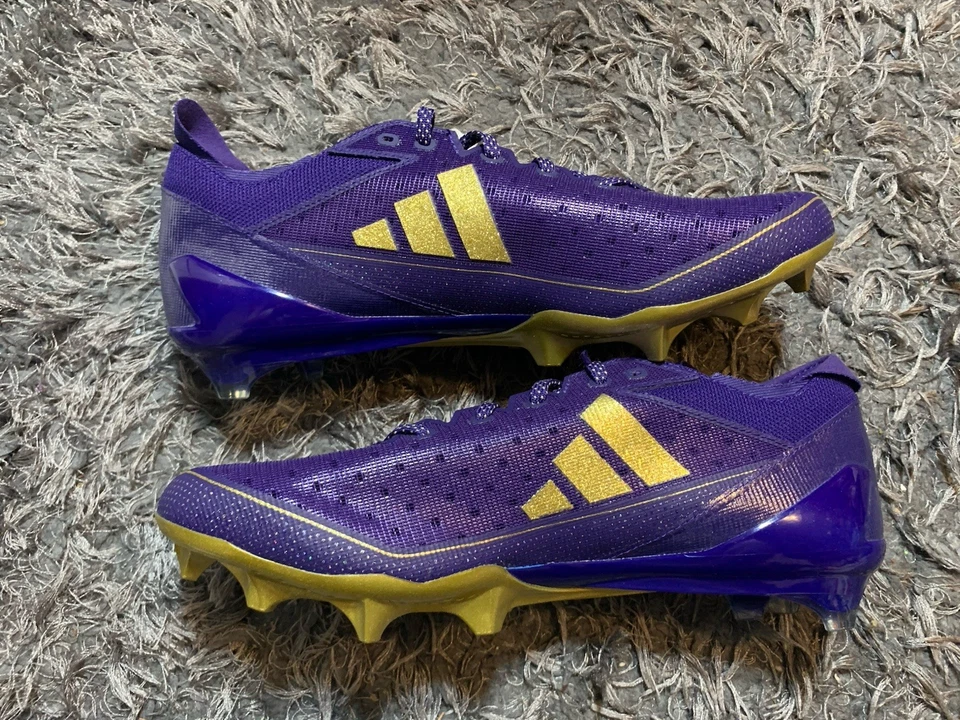 adidas Adizero Electric SM Purple Gold Football Cleats Men’s Size 12 New JH8635 - Image 3 of 4