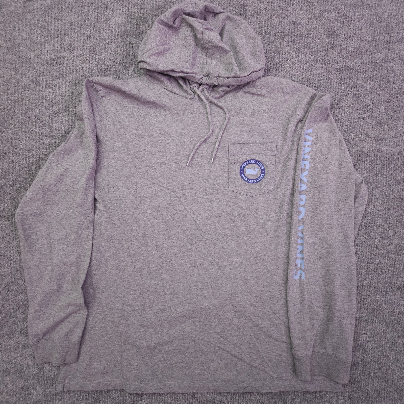 Vineyard Vines Hoodie Pocket T Shirt Pullover Large Mens Gray Long Sleeve