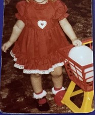 Vintage 80  s Martha  s Miniatures We  re Fussy Full Circle Red Dress Sz 24 Mos