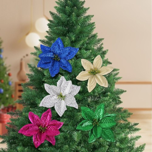 15cm Artificial Christmas Flower Christmas Tree Ornaments Wedding Party Decor - Picture 4 of 19