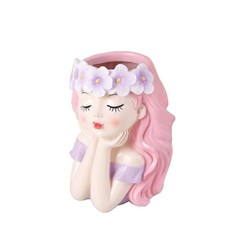 M&auml;dchen Blumentopf Figur Gesichtsmotiv M&auml;dchen-Blumentopf Niedliches Design