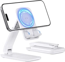 iWALK Magnetic Cell Phone Stand for Desk, Angle and Height Adjustable White 