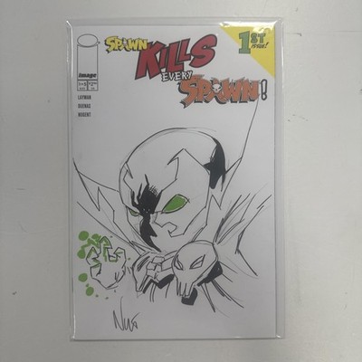 Spawn Kills Every Spawn #1 2024 Blank Cover Original Sketch by Eddie Nunez w/CoA