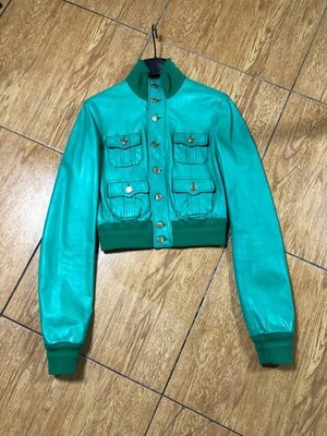 Dsquared2 Genuine Leather Cropped Designer Avant Garde Women Jacket Sz 46