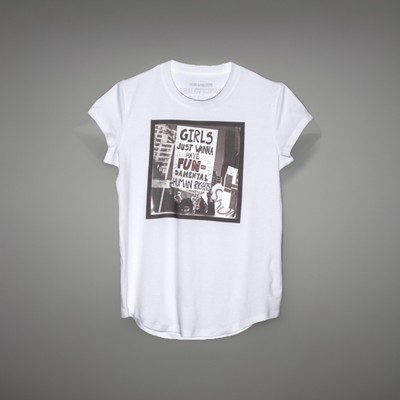 Zadig & Voltaire Tee Shirt   girls just wanna have fun Damental  Sz MED NEW $128