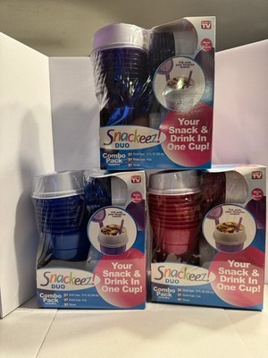 Lot of 3 Snackeez Duo Combo Packs 30 Cups 30 Snack Cups 30 Straws Sealed