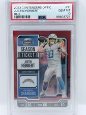 2023 Panini Cont. Optic - Season Ticket Justin Herbert #31 Red Prizm /175 PSA 10