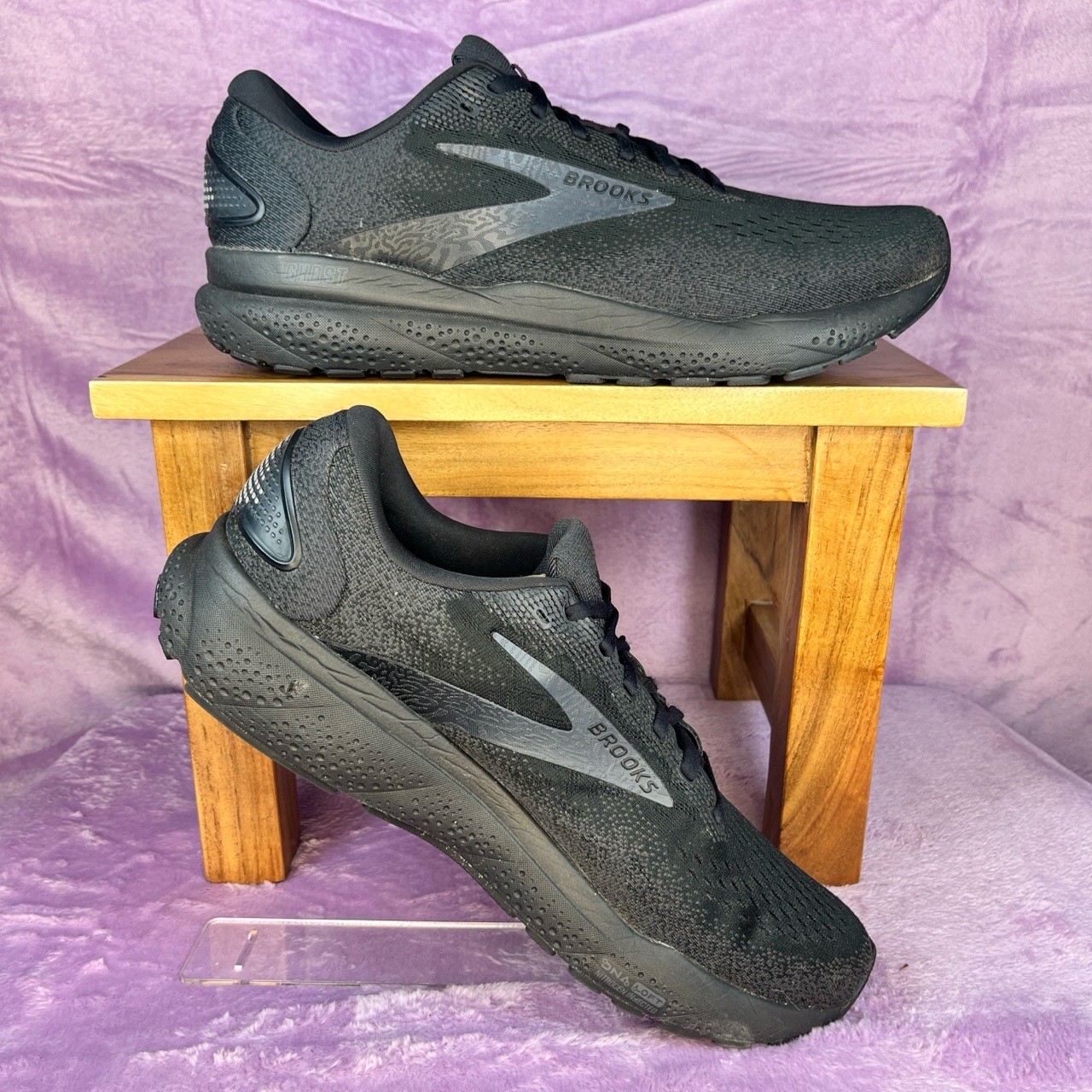 SAOLA Brooks Sneakers Uomo Taglia 13 Nero Ghost 16 Rete Traspirante Suola Imbottita