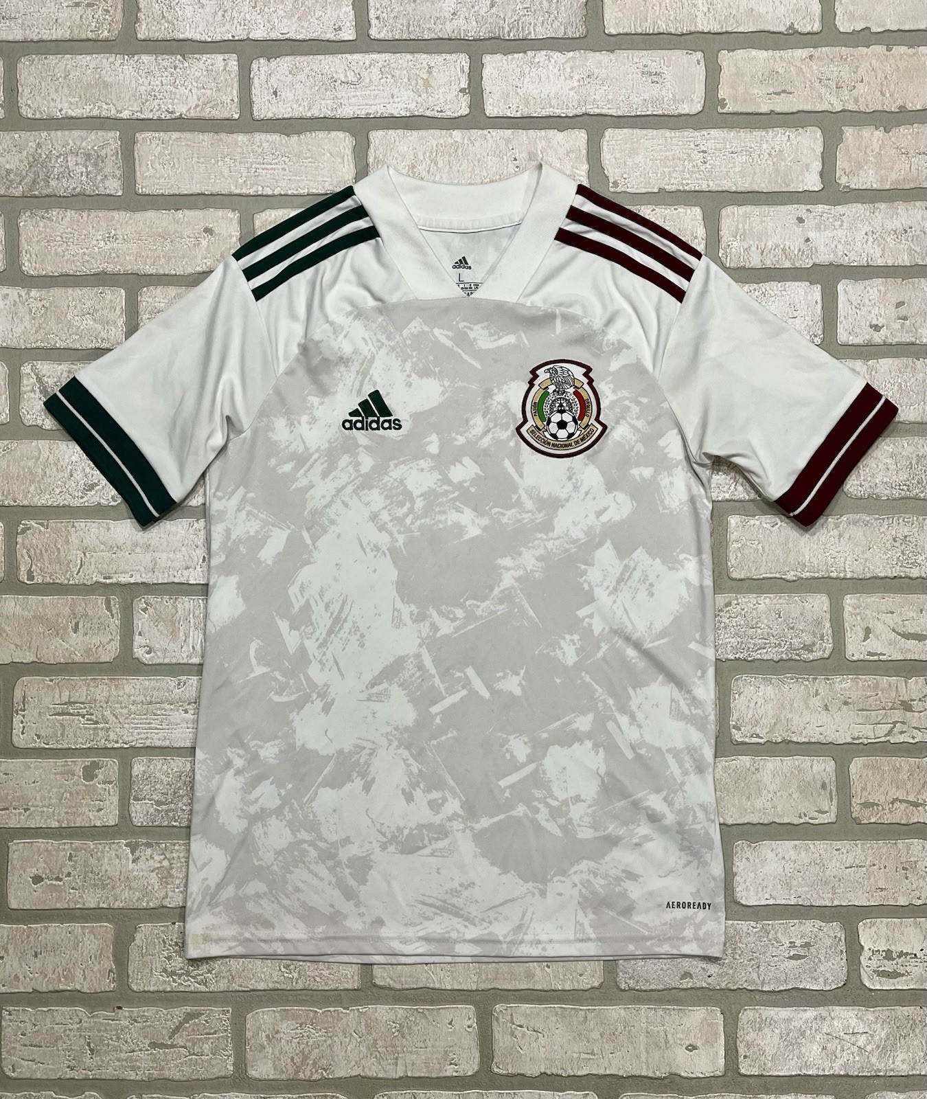 Adidas Mexico National Team Soccer Jersey White Green Red Youth Size L 2020 Away