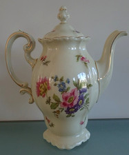 Rosenthal Pompadour Kaffeekanne Kanne Karaffe Porzellan mit Goldrand Blumenmotiv