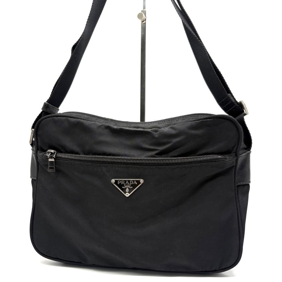 Good Condition PRADA Shoulder Bag Camera Bag Black