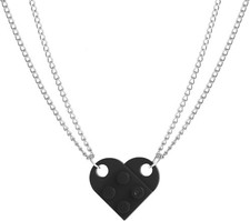 Heart Shaped Brick Necklace for Couples Friends Besties, 2 Pcs Heart Shaped