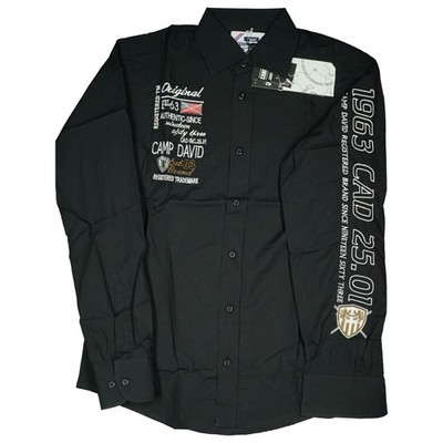 Camp David M shirt black men's classic long sleeve embroidery New